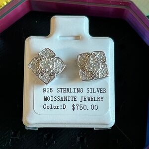 NWT 3.5mm Moissanite Sterling Silver earring with screw back posts.